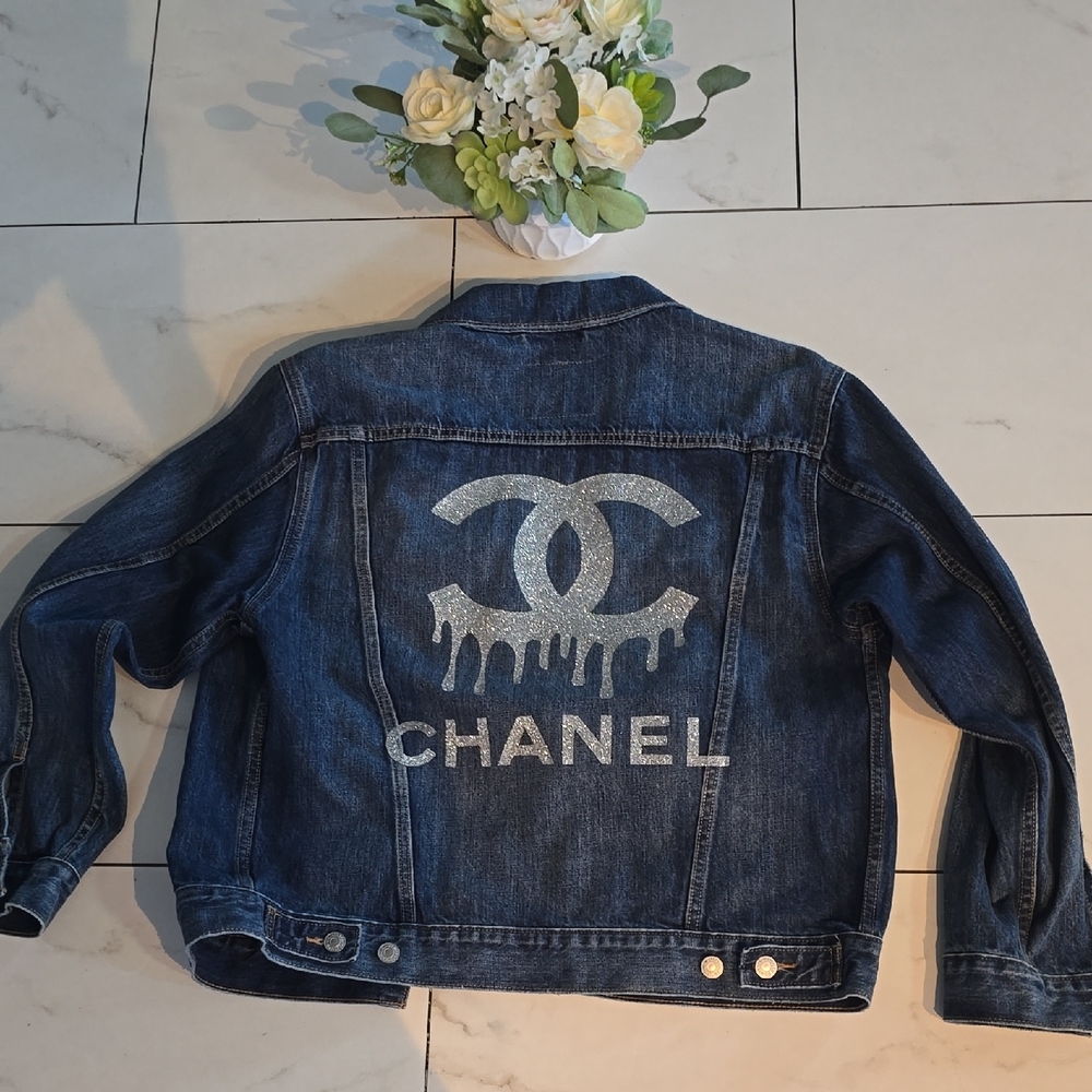 Chanel Kids Jean Jacket with Silver Logo